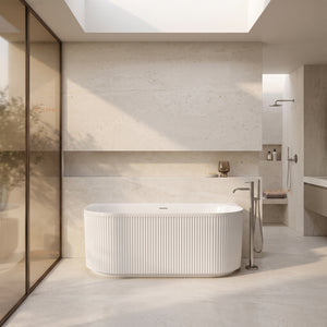 ATTICA HAVANA FLUTED MULTI-FIT BATHTUB WITH INTEGRATED OVERFLOW MATTE WHITE (AVAILABLE IN 1500MM AND 1700MM)