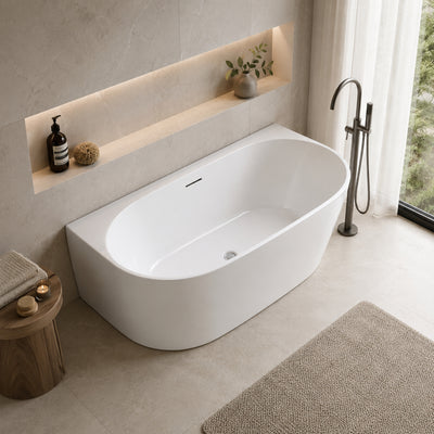 VITO ATLANTIC BACK-TO-WALL BATHTUB WITH OVERFLOW GLOSS WHITE (AVAILABLE IN 1500MM AND 1700MM)