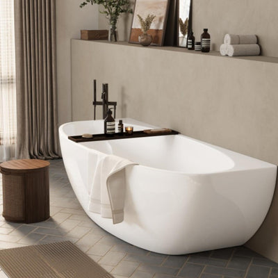 POSEIDON ARIA BACK TO WALL BATHTUB GLOSS WHITE (AVAILABLE IN 1500MM AND 1700MM)