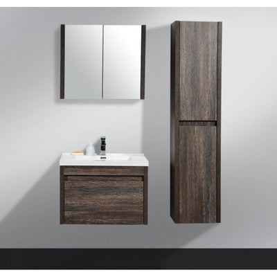 BELBAGNO ALEXANDRA SILVER OAK 760MM SINGLE BOWL WALL HUNG VANITY AND BASIN
