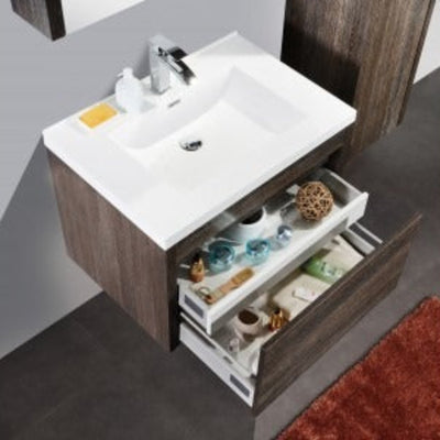 BELBAGNO ALEXANDRA SILVER OAK 760MM SINGLE BOWL WALL HUNG VANITY AND BASIN