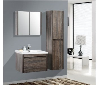 BEL BAGNO ALEXANDRA SILVER OAK 760MM SINGLE BOWL WALL HUNG VANITY AND BASIN