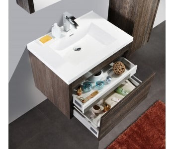 BEL BAGNO ALEXANDRA SILVER OAK 760MM SINGLE BOWL WALL HUNG VANITY AND BASIN