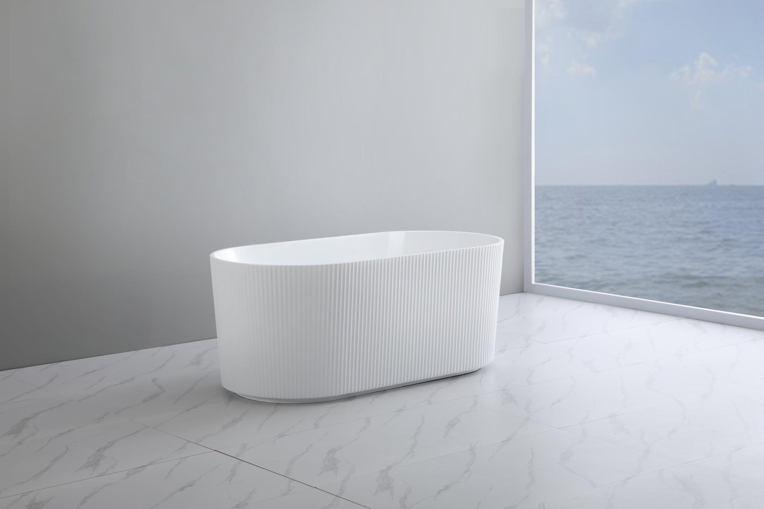 CETO ALLY GROOVE OVAL FREESTANDING BATH GLOSS WHITE (AVAILABLE IN 1500MM AND 1700MM)