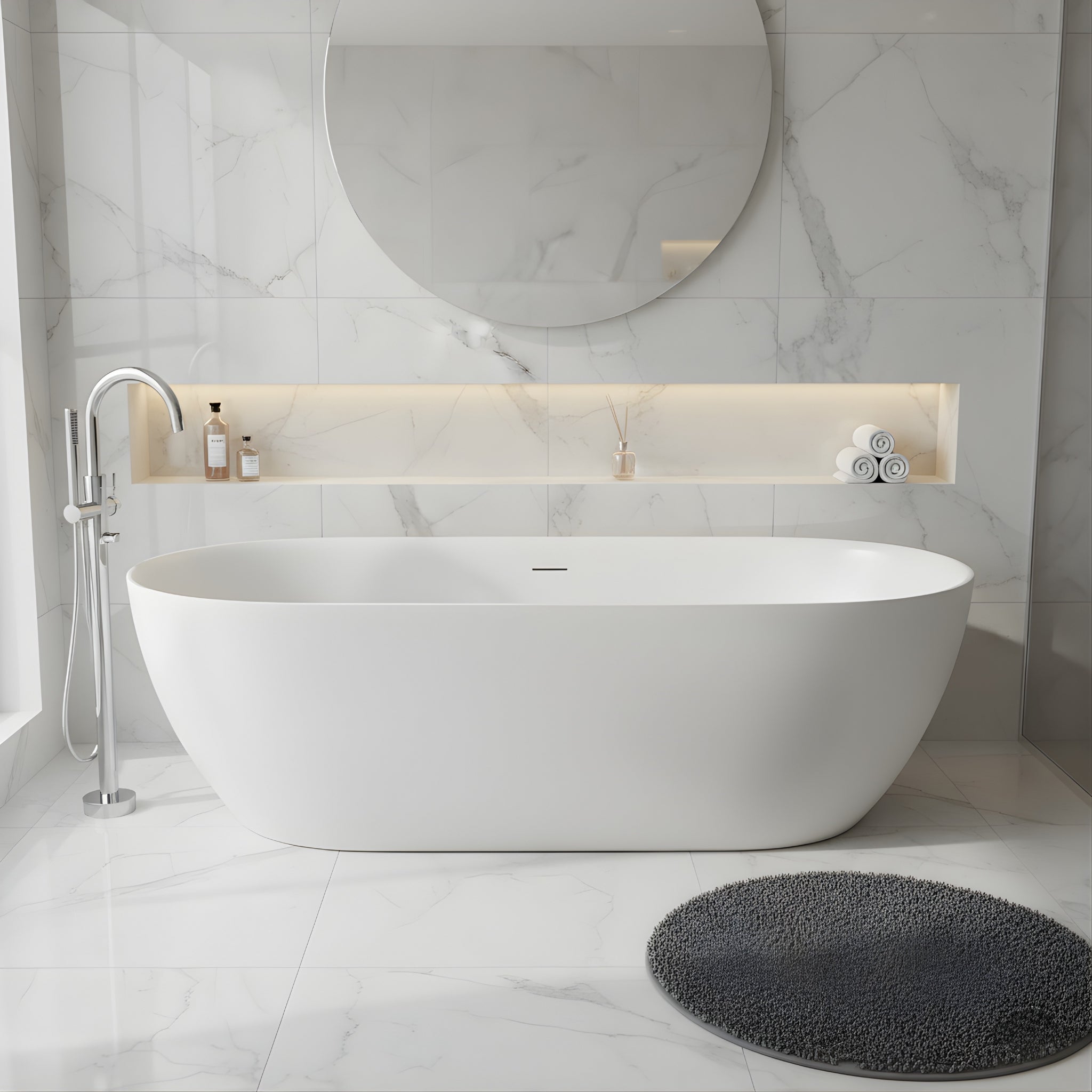 ATTICA MANOLO FREE STANDING OVERFLOW BATHTUB GLOSS WHITE (AVAILABLE IN 1500MM AND 1700MM)