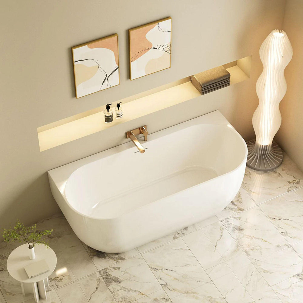 MERCIO ANNA BACK TO WALL BATHTUB GLOSS WHITE (AVAILABLE IN 1500MM AND 1700MM)