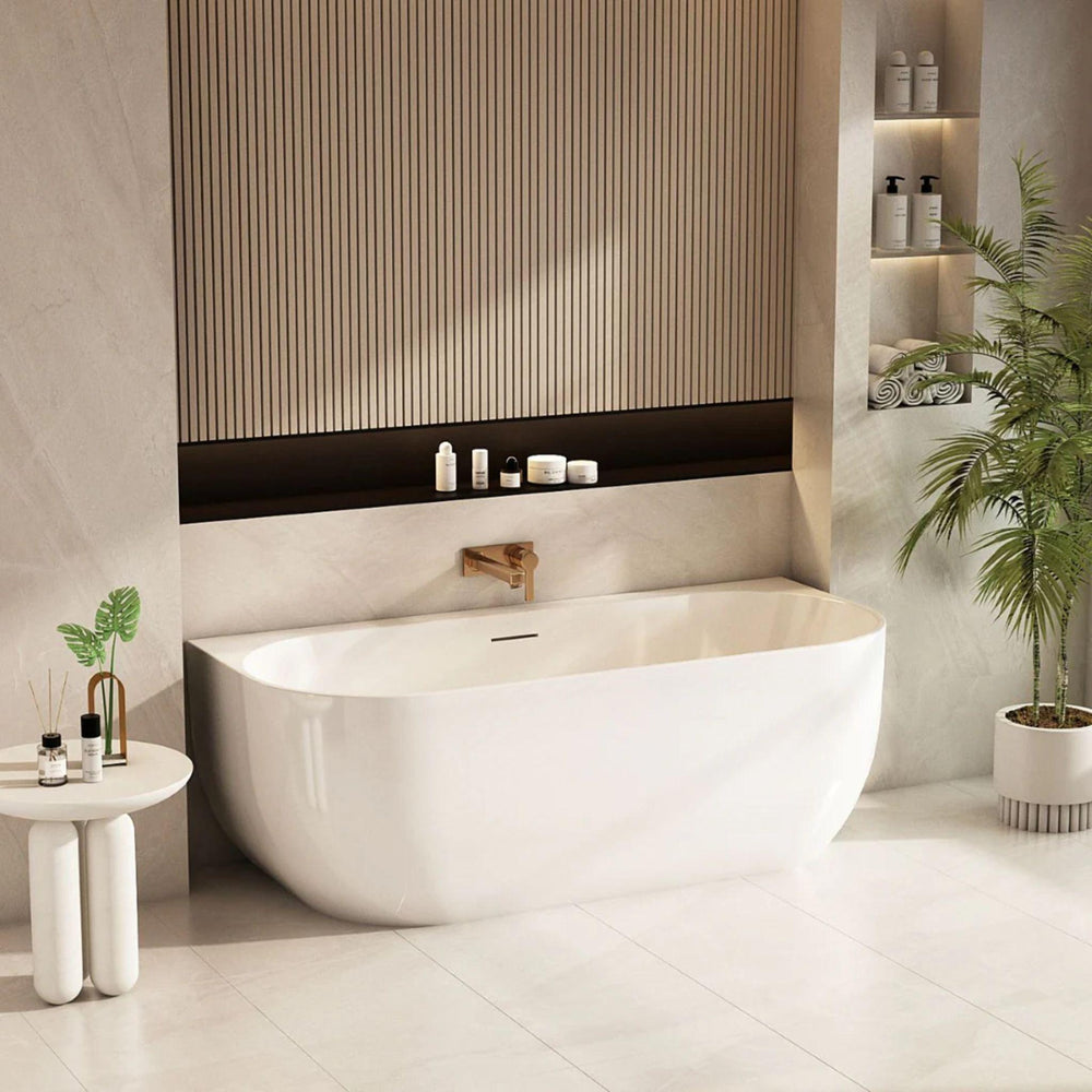 MERCIO ANNA BACK TO WALL BATHTUB GLOSS WHITE (AVAILABLE IN 1500MM AND 1700MM)