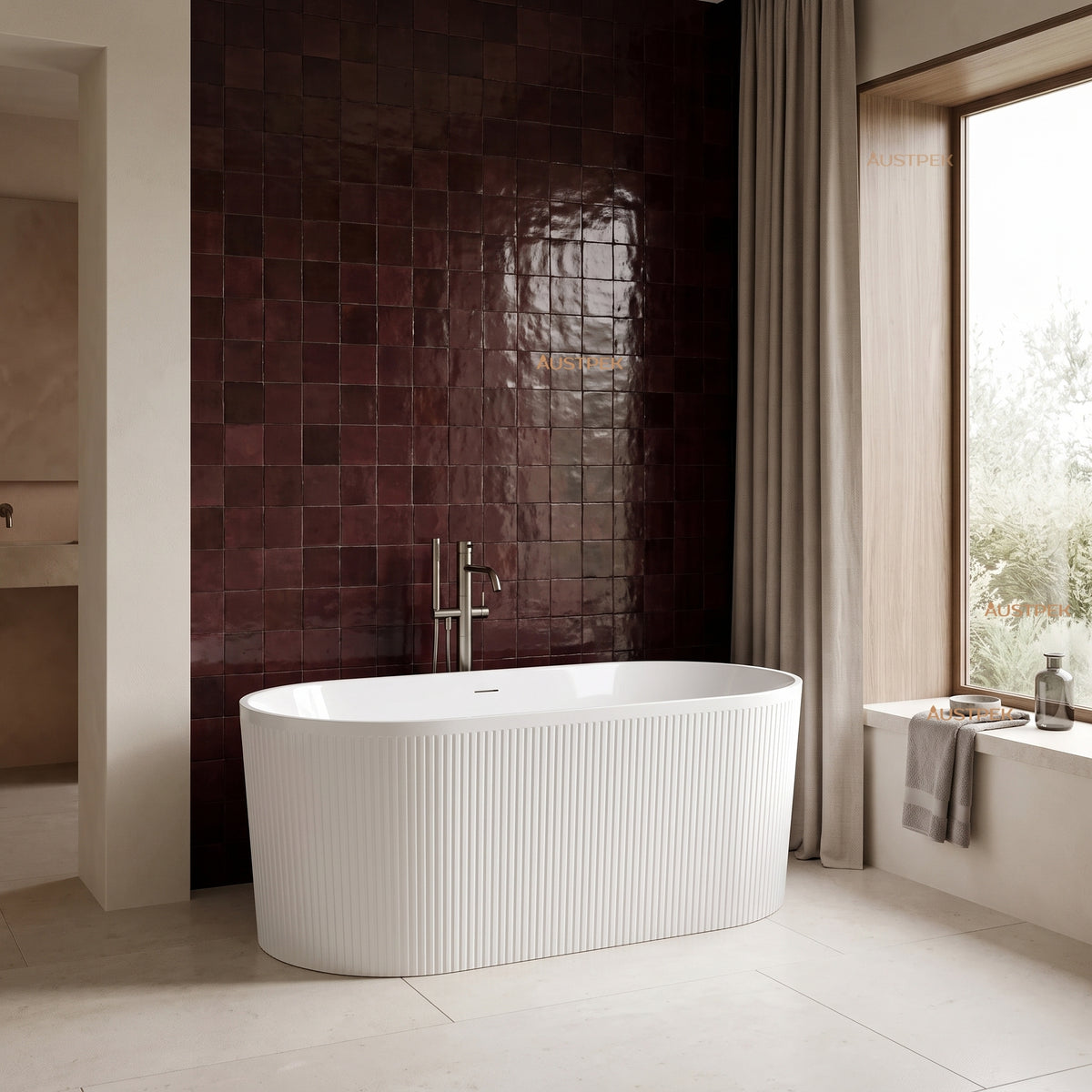 ATTICA NOOSA FREESTANDING BATHTUB WITH INTEGRATED OVERFLOW GLOSS WHITE 1500MM