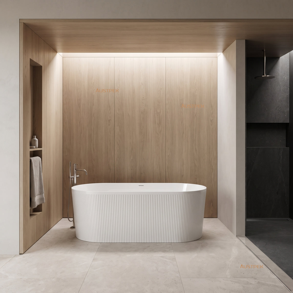 ATTICA NOOSA FREESTANDING BATHTUB WITH INTEGRATED OVERFLOW GLOSS WHITE 1500MM