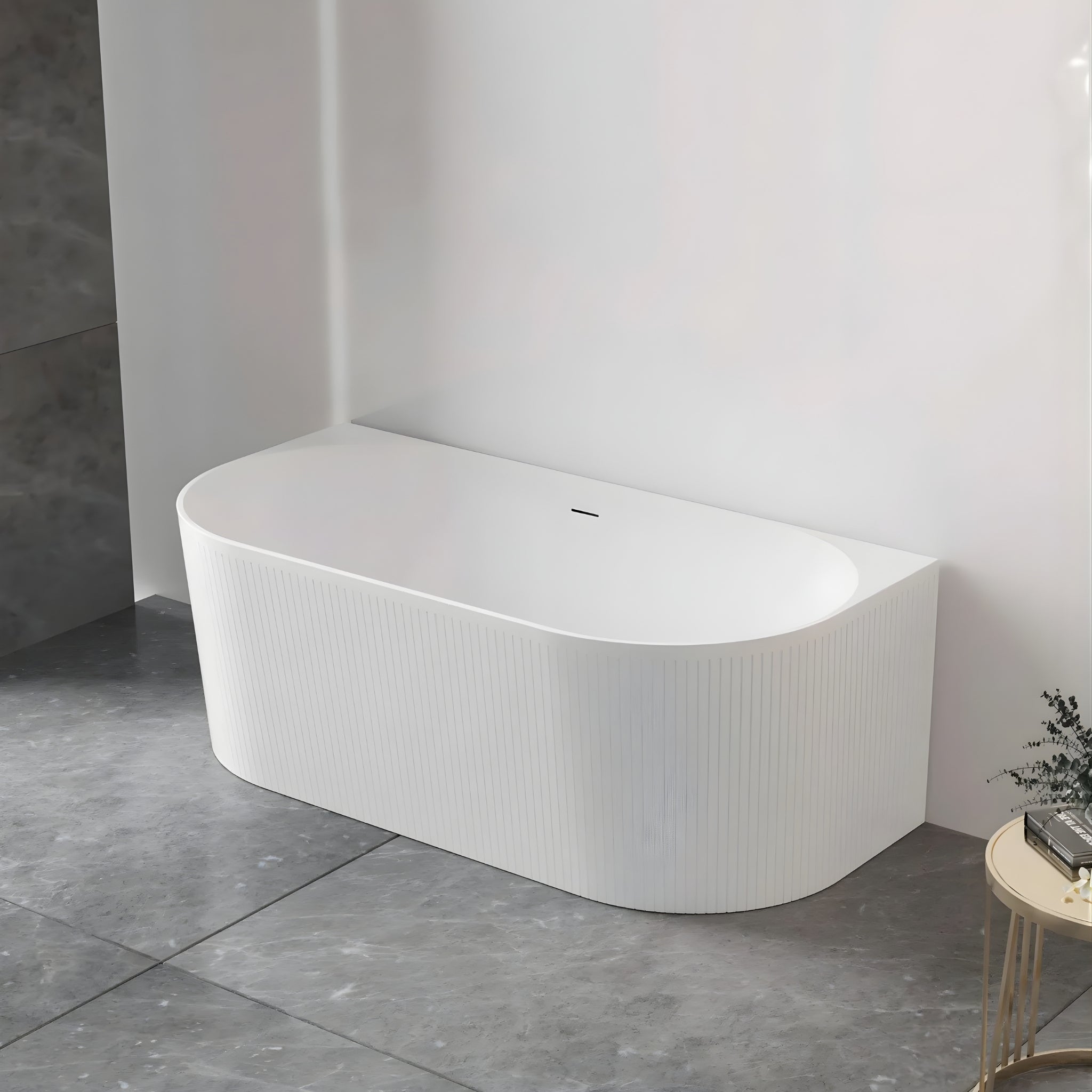 ATTICA NOOSA BACK TO WALL CORNER OVERFLOW BATHTUB MATTE WHITE 1500MM