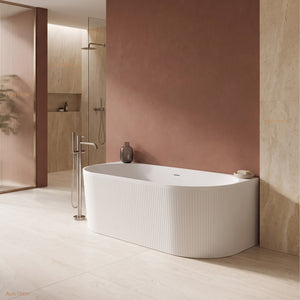 ATTICA NOOSA BACK TO WALL CORNER OVERFLOW BATHTUB MATTE WHITE 1500MM