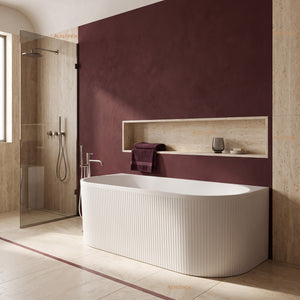 ATTICA NOOSA BACK TO WALL CORNER BATHTUB MATTE WHITE (AVAILABLE IN 1500MM AND 1700MM)
