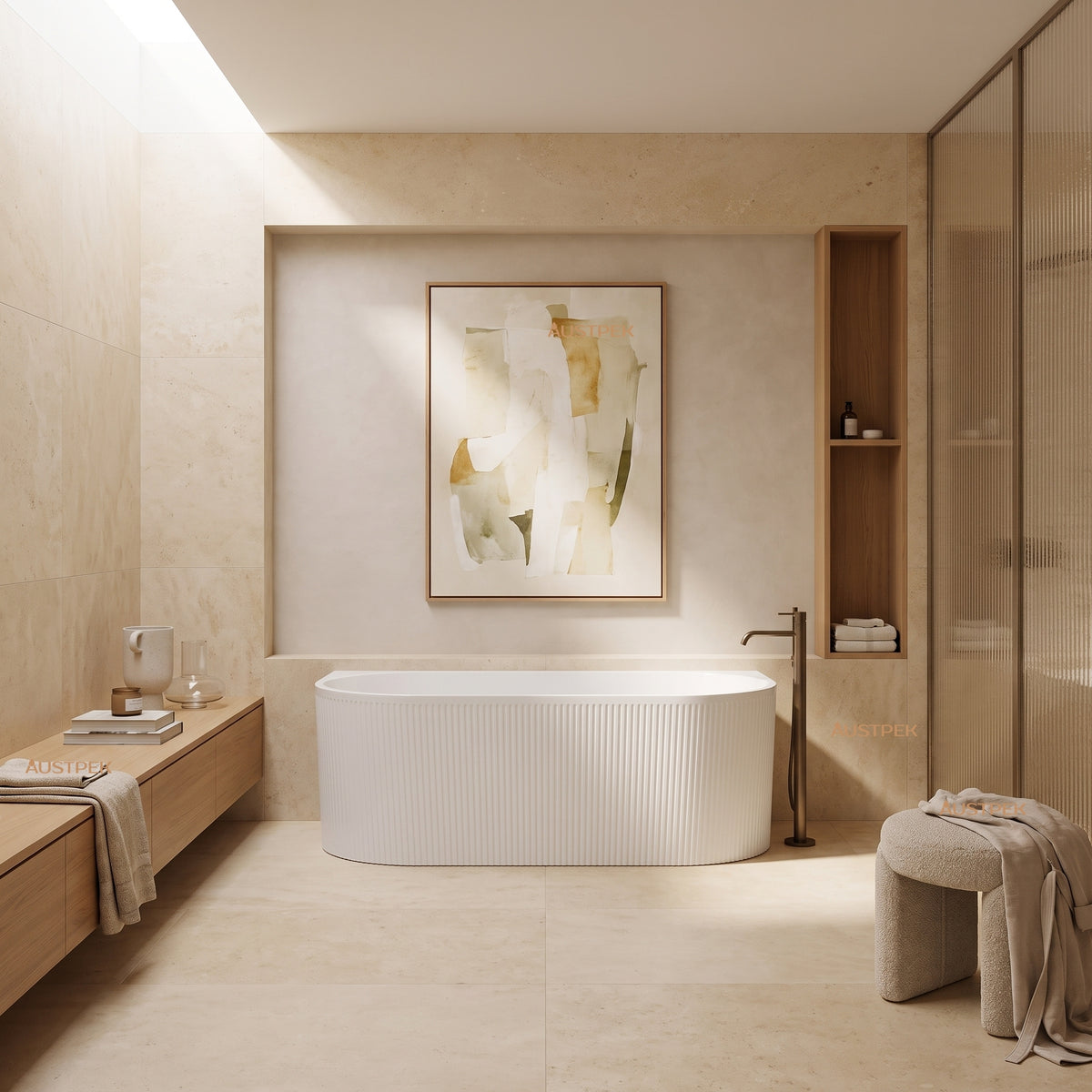 ATTICA NOOSA BACK TO WALL CORNER BATHTUB GLOSS WHITE 1700MM
