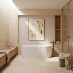 ATTICA NOOSA BACK TO WALL CORNER BATHTUB GLOSS WHITE (AVAILABLE IN 1500MM AND 1700MM)
