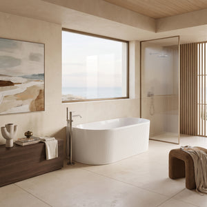 ATTICA NOOSA BACK TO WALL CORNER BATHTUB GLOSS WHITE (AVAILABLE IN 1500MM AND 1700MM)
