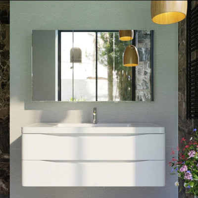 BELBAGNO ANCONA GLOSS WHITE 1200MM SINGLE BOWL WALL HUNG VANITY AND BASIN