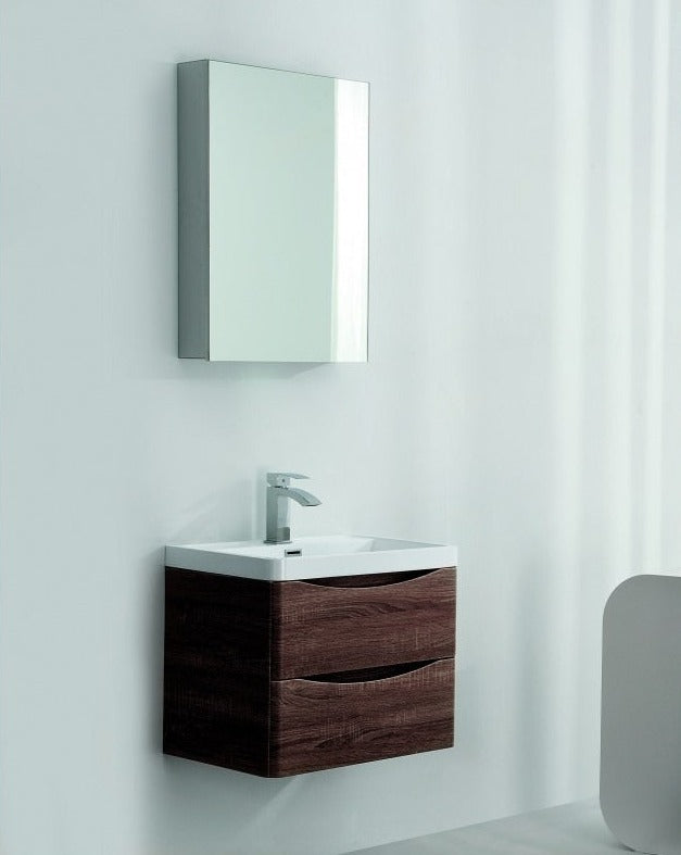 BEL BAGNO ANCONA ROSE WOOD 600MM SINGLE BOWL WALL HUNG VANITY AND BASIN