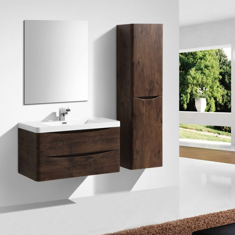 BEL BAGNO ANCONA ROSE WOOD WALL HUNG TALL BOY 400MM X 1500MM