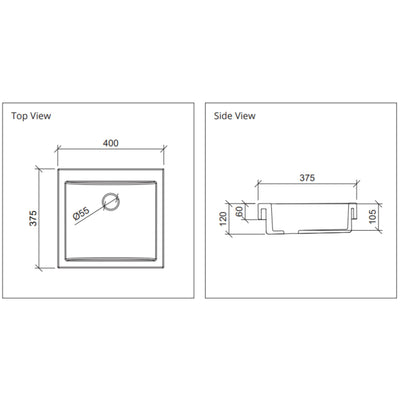 DUROCLASS ANONA SEMI INSET BASIN GLOSS WHITE 400MM