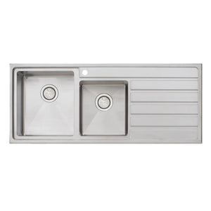 OLIVERI APOLLO 1 & 3/4 BOWL TOPMOUNT KITCHEN SINK WITH TAPHOLE & DRAINER STAINLESS STEEL 1200MM