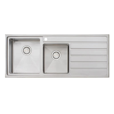 OLIVERI APOLLO 1 & 3/4 BOWL TOPMOUNT KITCHEN SINK WITH TAPHOLE & DRAINER STAINLESS STEEL 1200MM