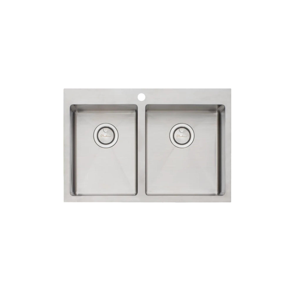 OLIVERI APOLLO 1 & 3/4 BOWL KITCHEN SINK WITH TAPHOLE STAINLESS STEEL 750MM