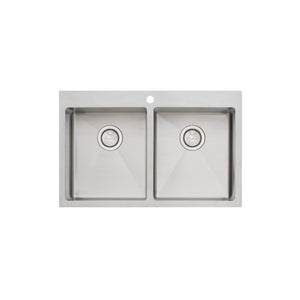 OLIVERI APOLLO DOUBLE BOWL KITCHEN SINK WITH TAPHOLE STAINLESS STEEL 800MM