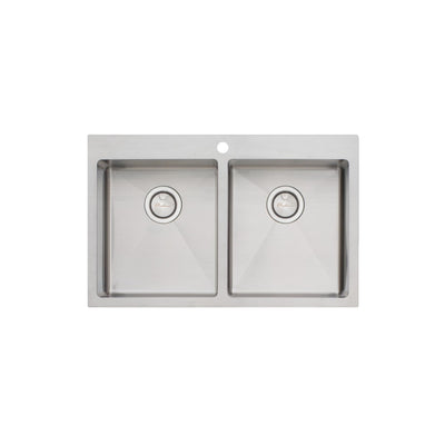 OLIVERI APOLLO DOUBLE BOWL KITCHEN SINK WITH TAPHOLE STAINLESS STEEL 800MM