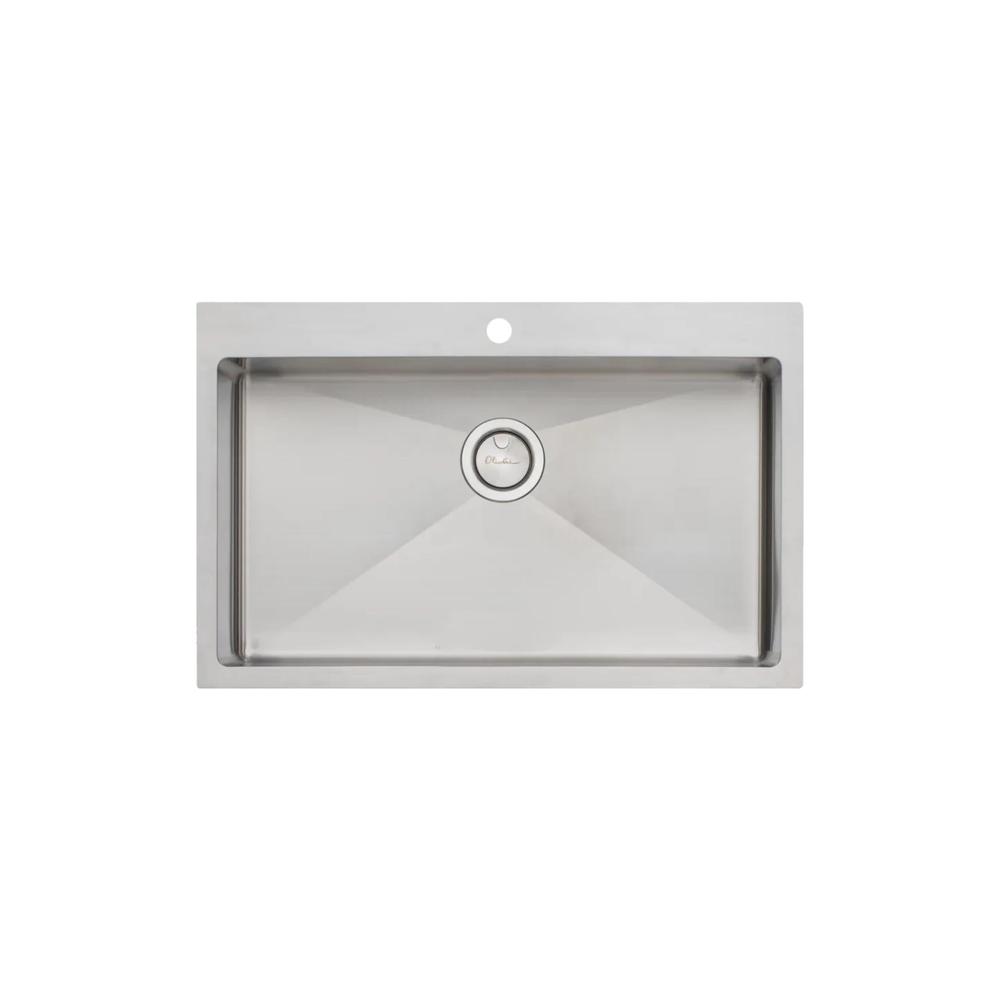 OLIVERI APOLLO SINGLE BOWL KITCHEN AND LAUNDRY SINK WITH TAPHOLE STAINLESS STEEL 800MM