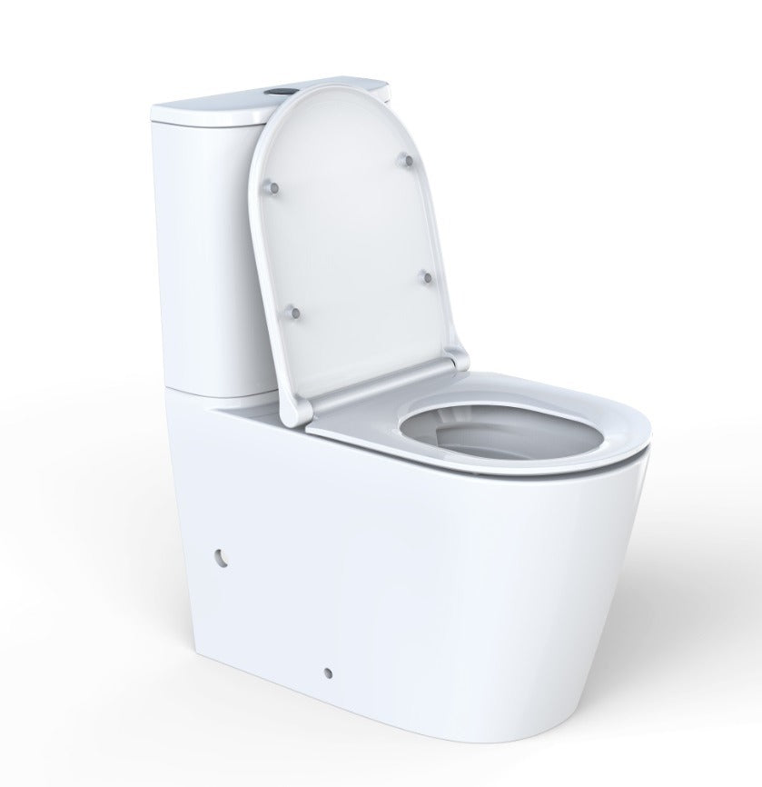 AQUAPERLA ARROW SERGIO DUAL FLUSH WASHDOWN TWO PIECE CERAMIC TOILET SUITE WITH SOFT CLOSED SEAT WHITE
