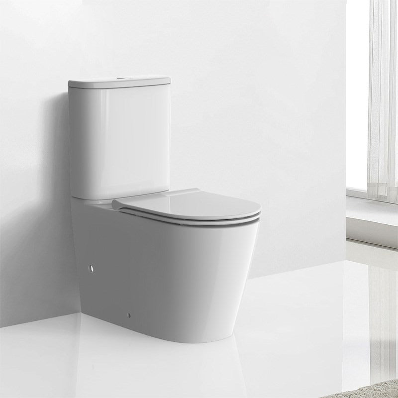 AQUAPERLA ARROW SERGIO DUAL FLUSH WASHDOWN TWO PIECE CERAMIC TOILET SUITE WITH SOFT CLOSED SEAT WHITE