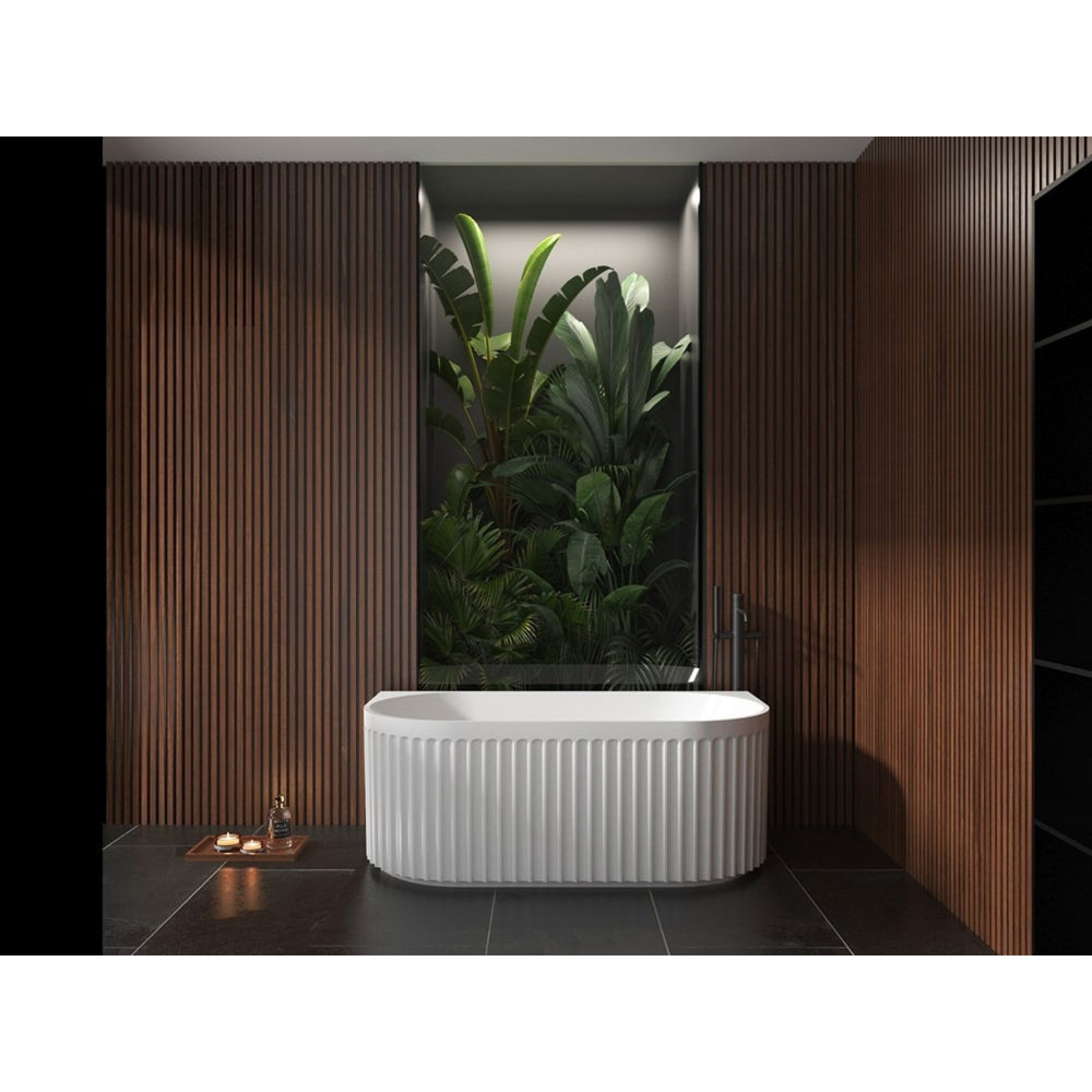 AQUAPERLA BACK TO WALL BATHTUB MATTE WHITE 1500MM