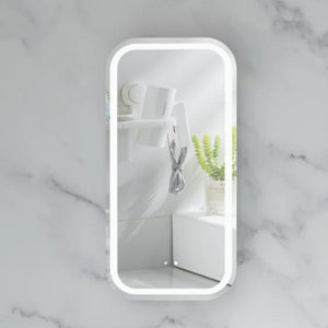 AQUAPERLA CARYSIL EARLS MATTE WHITE SQUIRCLE LED SHAVING CABINET 450X900MM