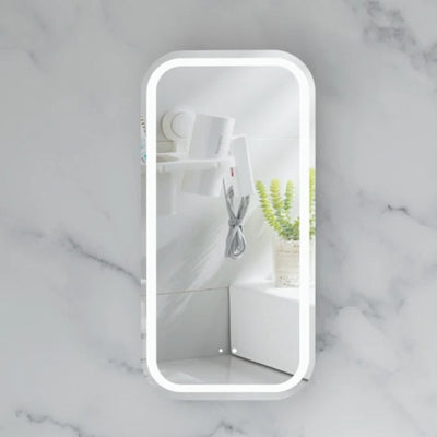 AQUAPERLA CARYSIL EARLS MATTE WHITE SQUIRCLE LED SHAVING CABINET 450X900MM