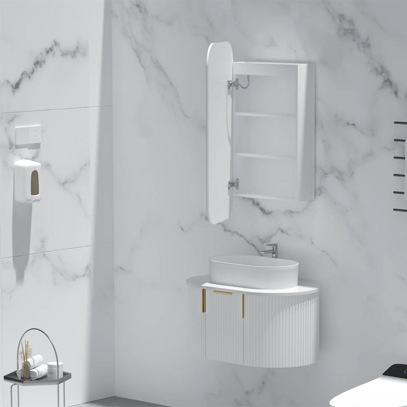 AQUAPERLA CARYSIL EARLS MATTE WHITE SQUIRCLE LED SHAVING CABINET 450X900MM