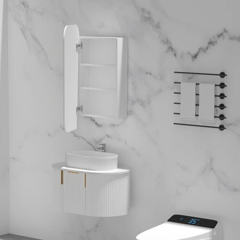 AQUAPERLA CARYSIL EARLS MATTE WHITE SQUIRCLE SHAVING CABINET 450X900MM