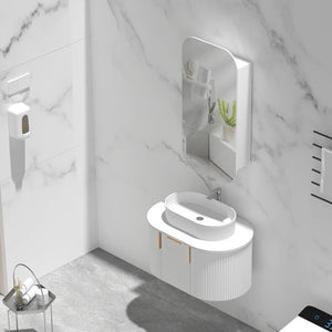 AQUAPERLA CARYSIL EARLS MATTE WHITE SQUIRCLE SHAVING CABINET 450X900MM