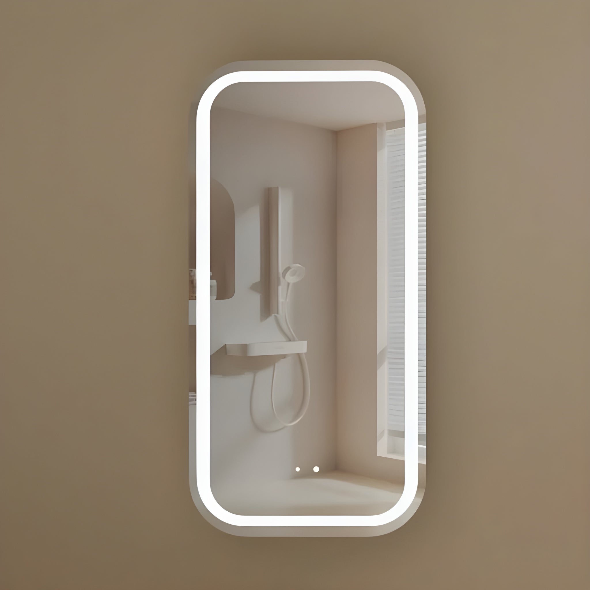 AQUAPERLA CARYSIL EARLS WALNUT SQUIRCLE LED SHAVING CABINET 450X900MM