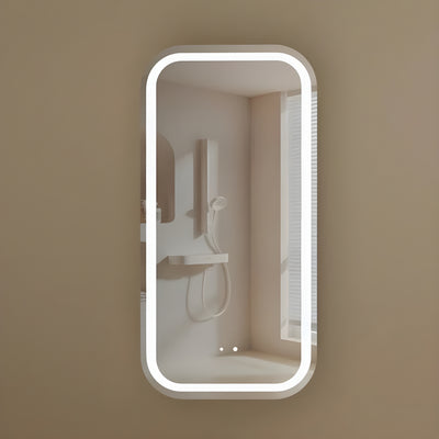 AQUAPERLA CARYSIL EARLS WALNUT SQUIRCLE LED SHAVING CABINET 450X900MM