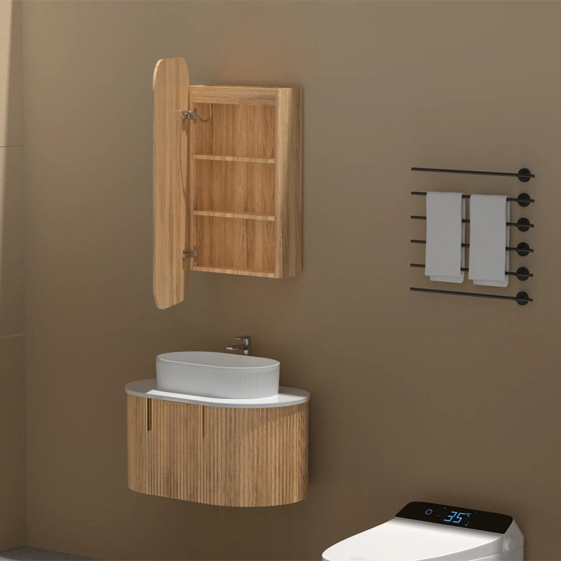 AQUAPERLA CARYSIL EARLS WALNUT SQUIRCLE LED SHAVING CABINET 450X900MM