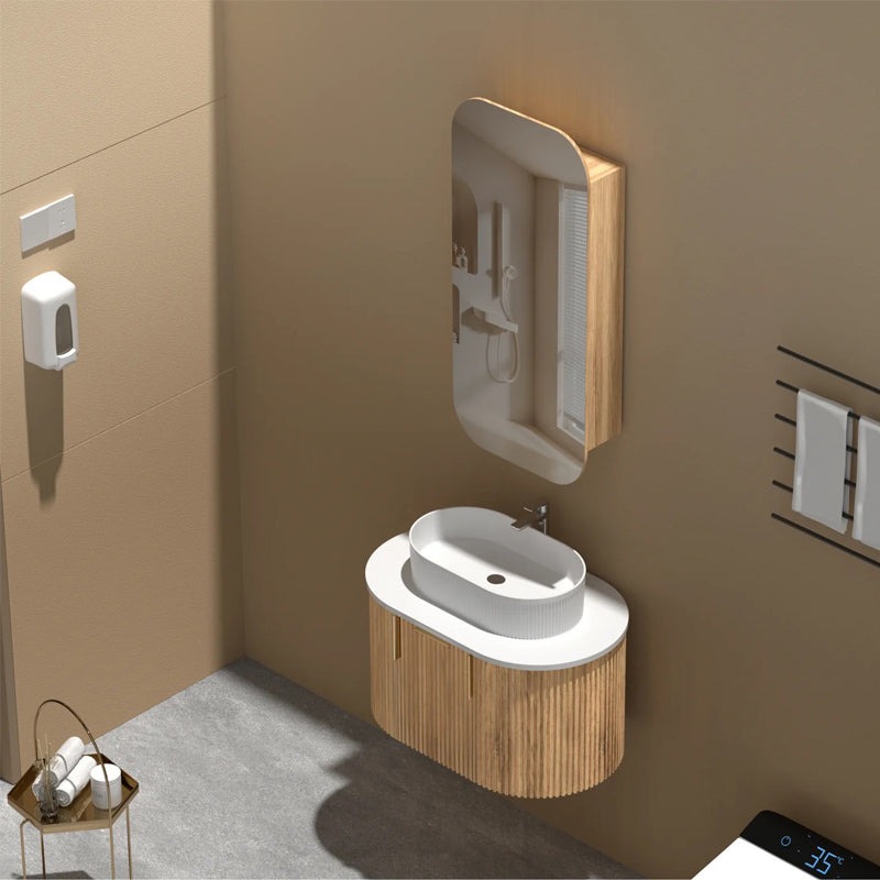 AQUAPERLA CARYSIL EARLS WALNUT SQUIRCLE SHAVING CABINET 450X900MM