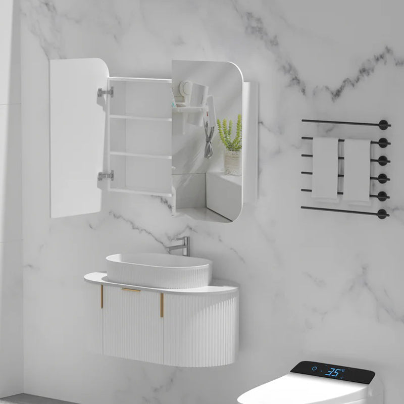AQUAPERLA CARYSIL GRAND MATTE WHITE SHAVING CABINET 900X800MM
