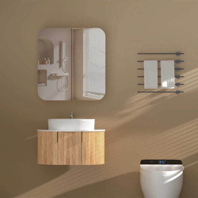 AQUAPERLA CARYSIL GRAND WALNUT SHAVING CABINET 750X800MM