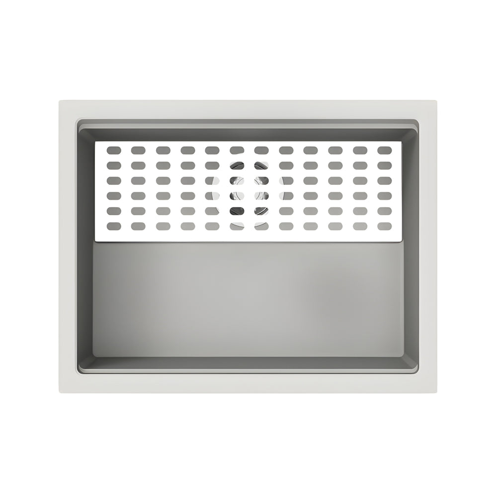 AQUAPERLA  HARMONY BIG BOWL SINGLE GRANITE KITCHEN SINK WITH BOTTOM GRID AND COLANDER WHITE 610MM