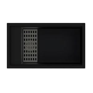 CARYSIL  HARMONY SINGLE BOWL GRANITE KITCHEN SINK WITH BOTTOM GRID AND COLANDER BLACK 780MM