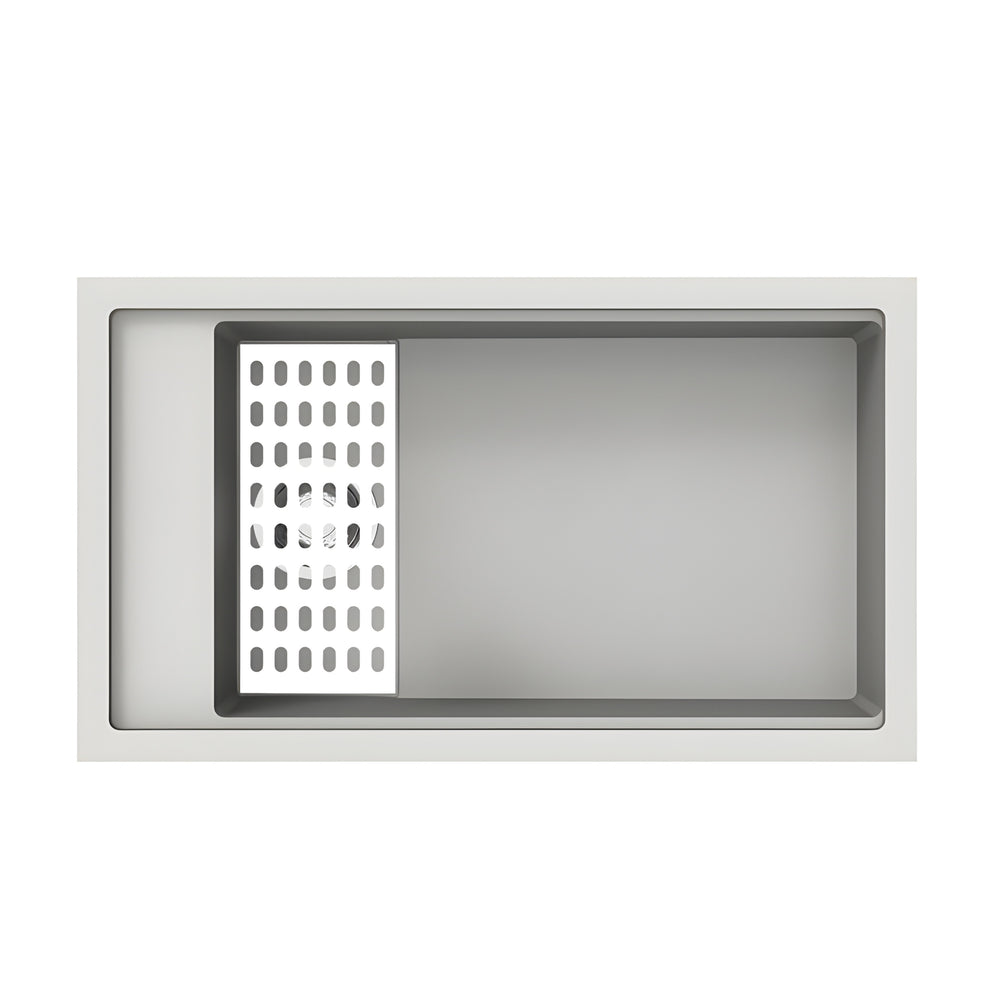 AQUAPERLA  HARMONY SINGLE BOWL GRANITE KITCHEN SINK WITH BOTTOM GRID AND COLANDER WHITE 780MM