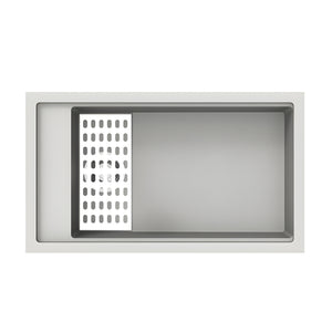 CARYSIL  HARMONY SINGLE BOWL GRANITE KITCHEN SINK WITH BOTTOM GRID AND COLANDER WHITE 780MM
