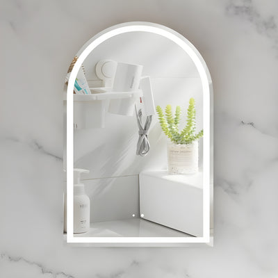 AQUAPERLA CARYSIL IMPERIAL MATTE WHITE ARCH LED SHAVING CABINET 600X900MM