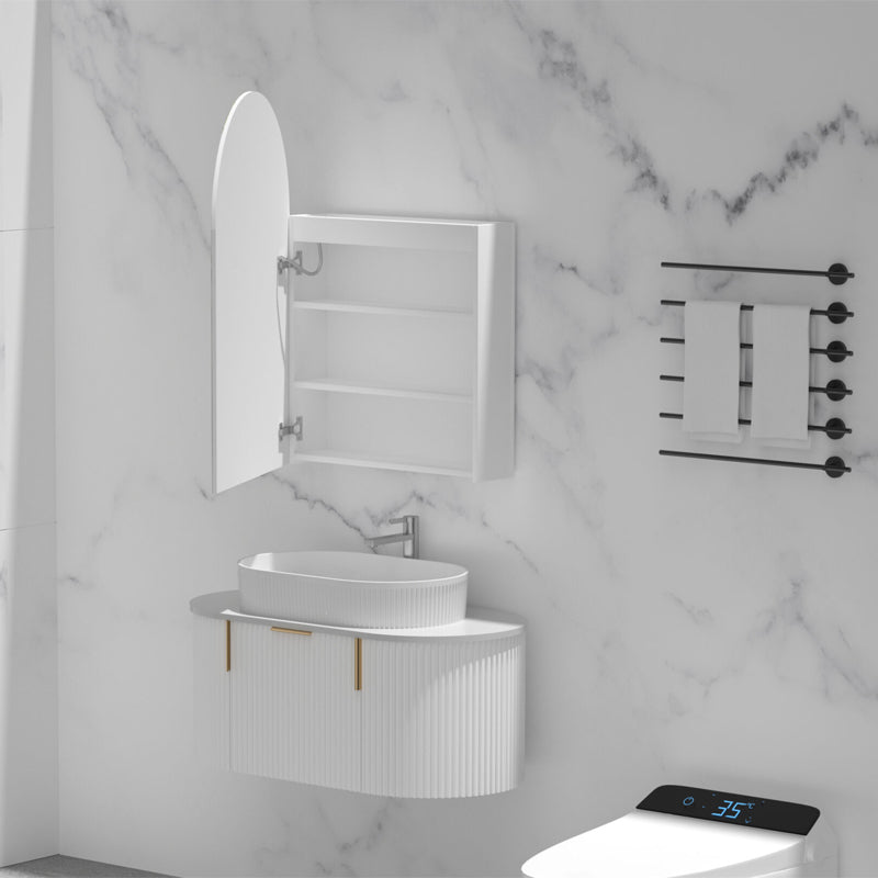 AQUAPERLA CARYSIL IMPERIAL MATTE WHITE ARCH LED SHAVING CABINET 600X900MM