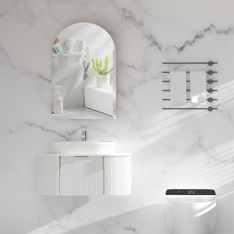 AQUAPERLA CARYSIL IMPERIAL MATTE WHITE ARCH SHAVING CABINET 600X900MM